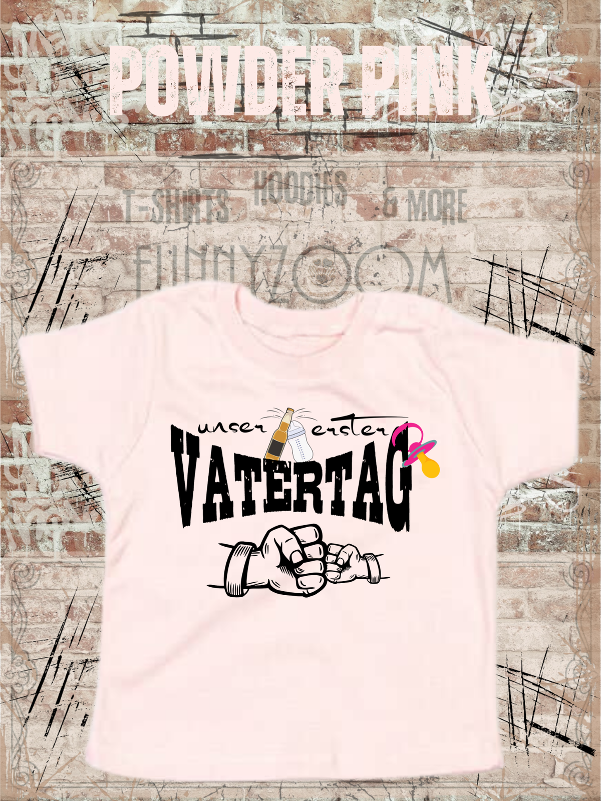 Baby Maedchen T-Shirt Unser erster Vatertag Suesse in Powder Pink.