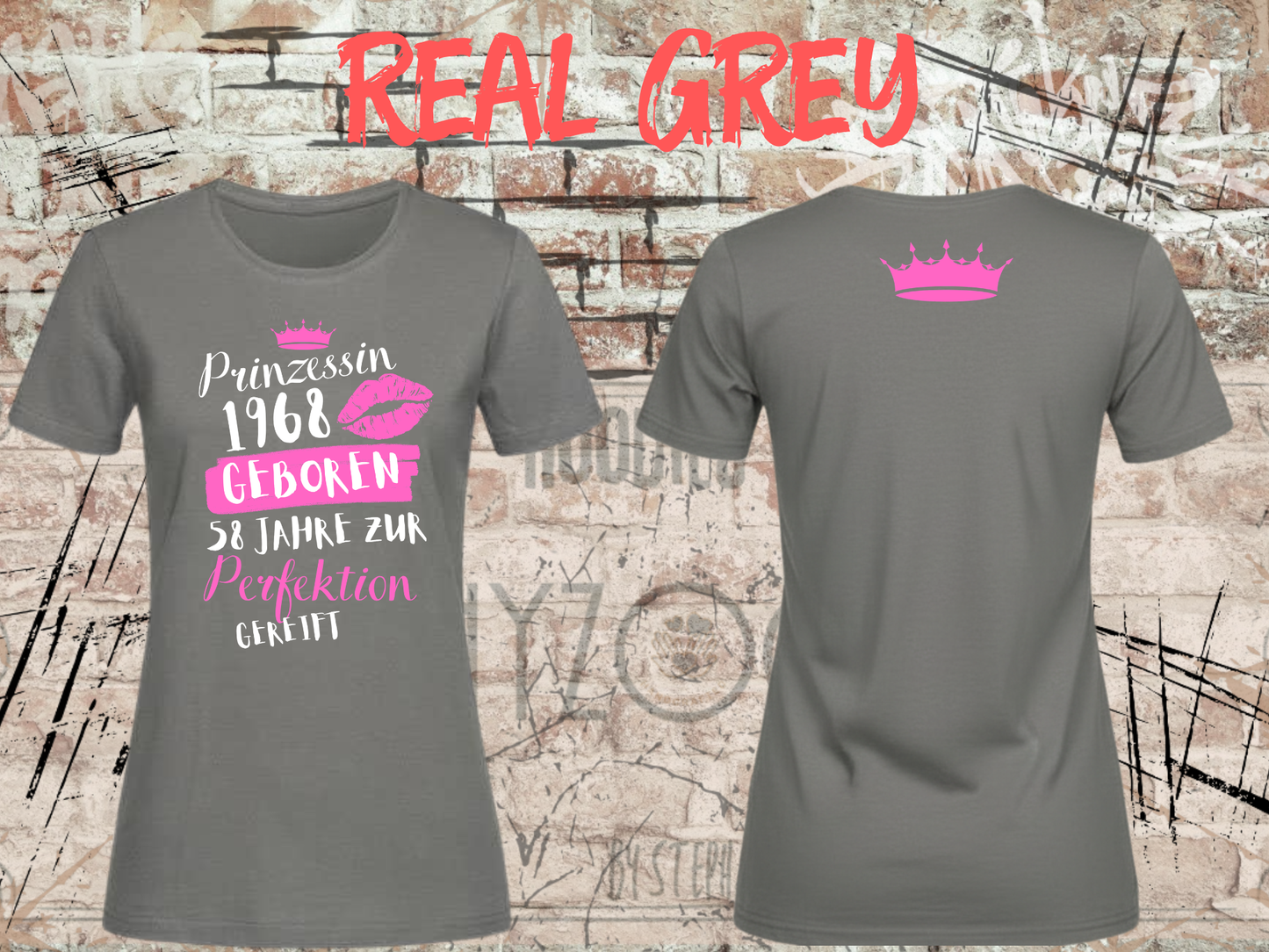 T-Shirt Prinzessin 1968 - 58 Jahre zur Perfektion gereift - Personalisierbar mit Geburtsjahr & Alter