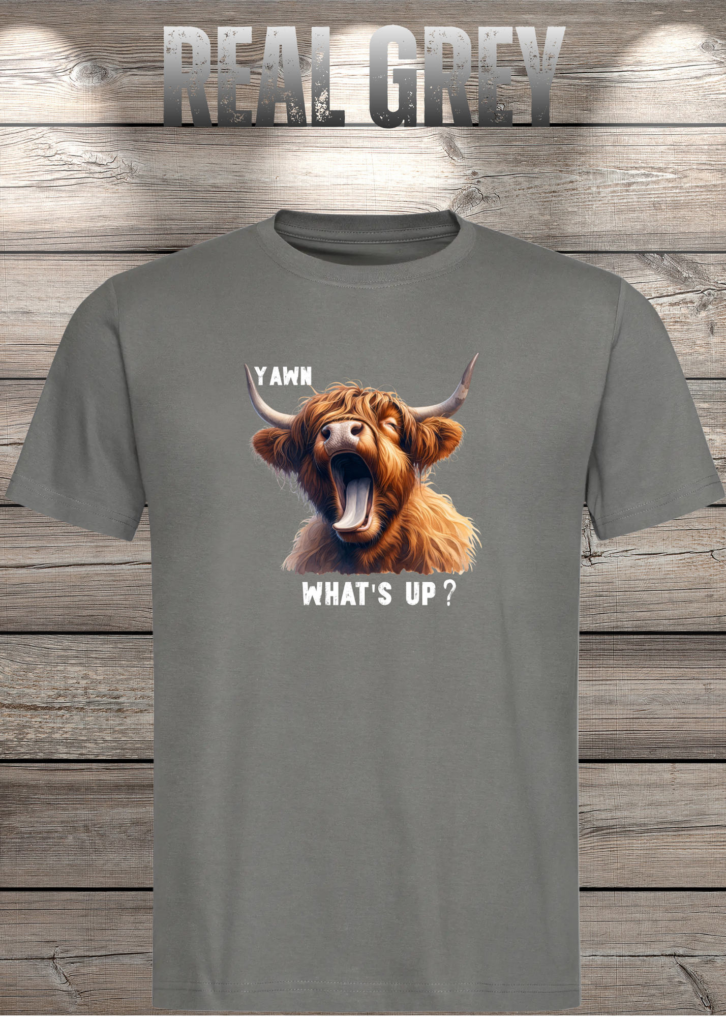 Highland Kuh T-Shirt Yawn, what's up? - Für Professionelle Faulpelze