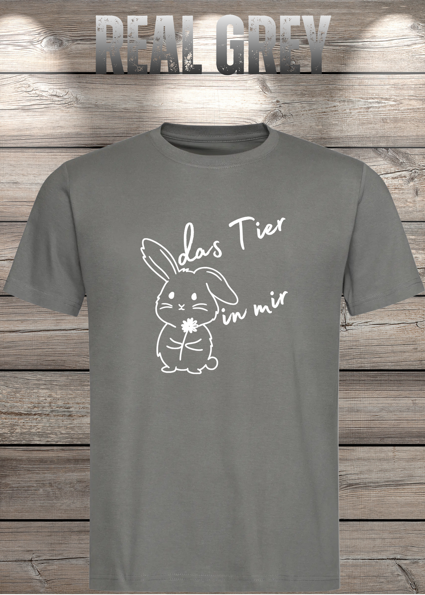 T-Shirt 'Das Tier in mir' - Witziges Spruch-Shirt mit süßem Hasen-Motiv