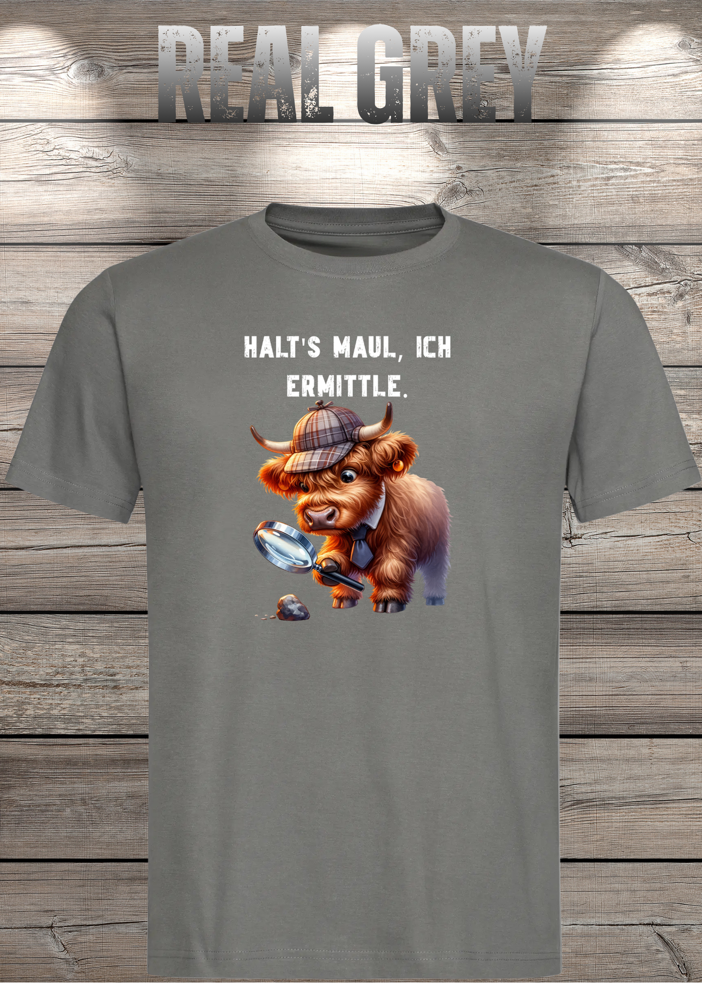 Highland Kuh Unisex T-Shirt - Haltś maul, ich ermittle! - Lustiges Detektiv-Shirt