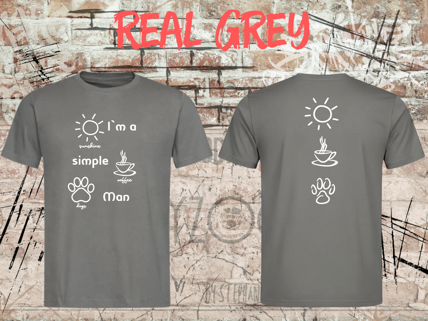 Herren T-Shirt I'm a simple Man Kaffee Sonnenschein Hunde Witziges Statement Shirt Lustiges Geschenk