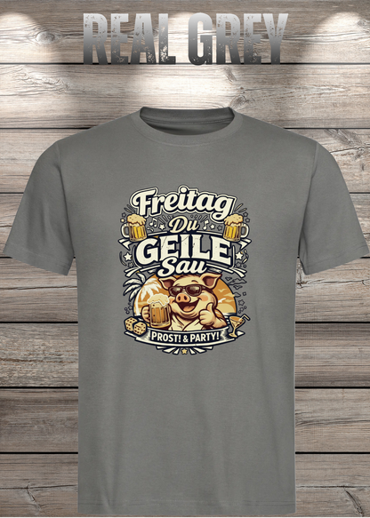 Freitag T-Shirt -Lustiger Spruch für Wochenende & Party / Wochenende in Real Grey.