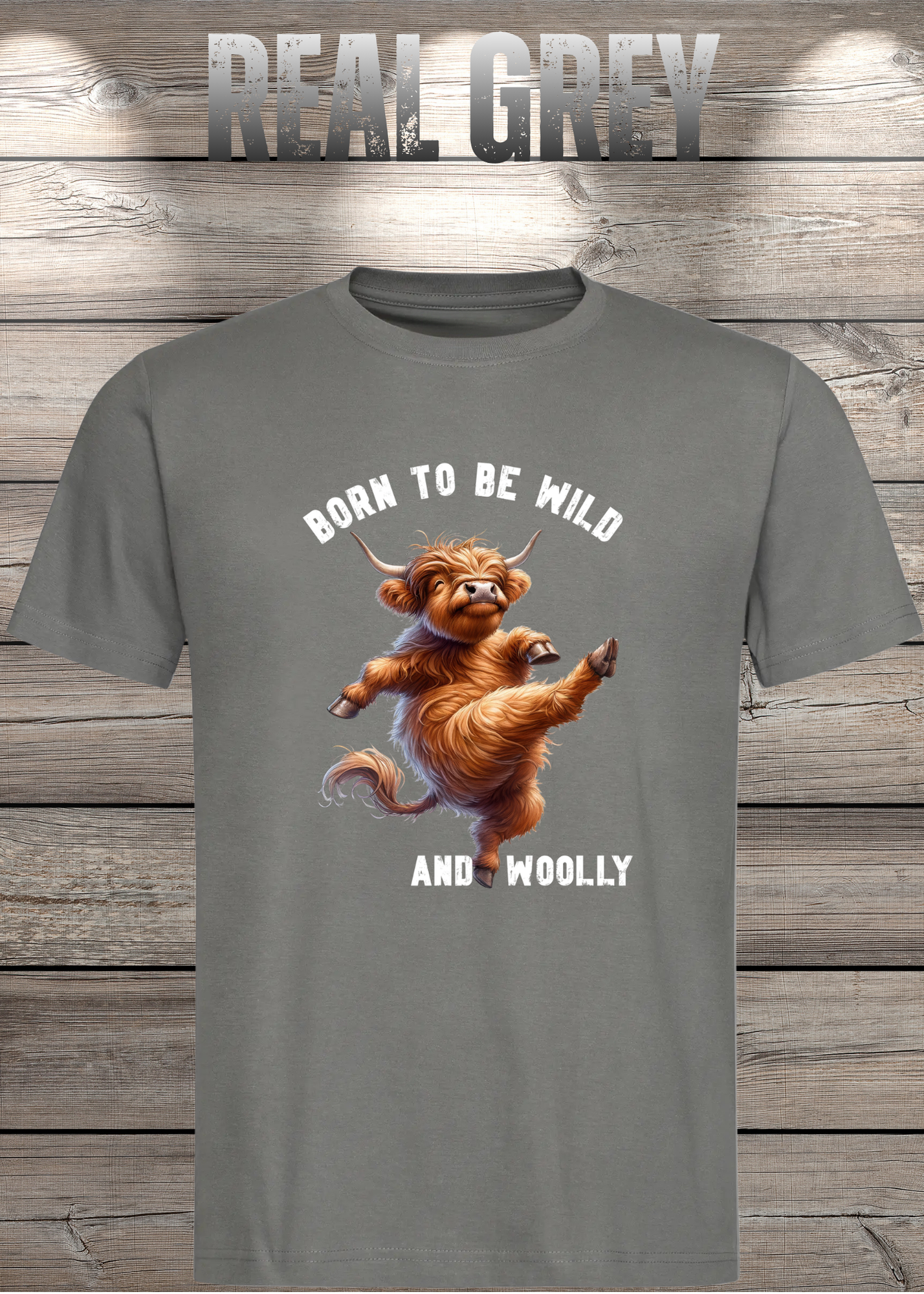 Highland Kuh T-Shirt Born to be Wild and Woolly - Sarkastisches Faulpelz Design