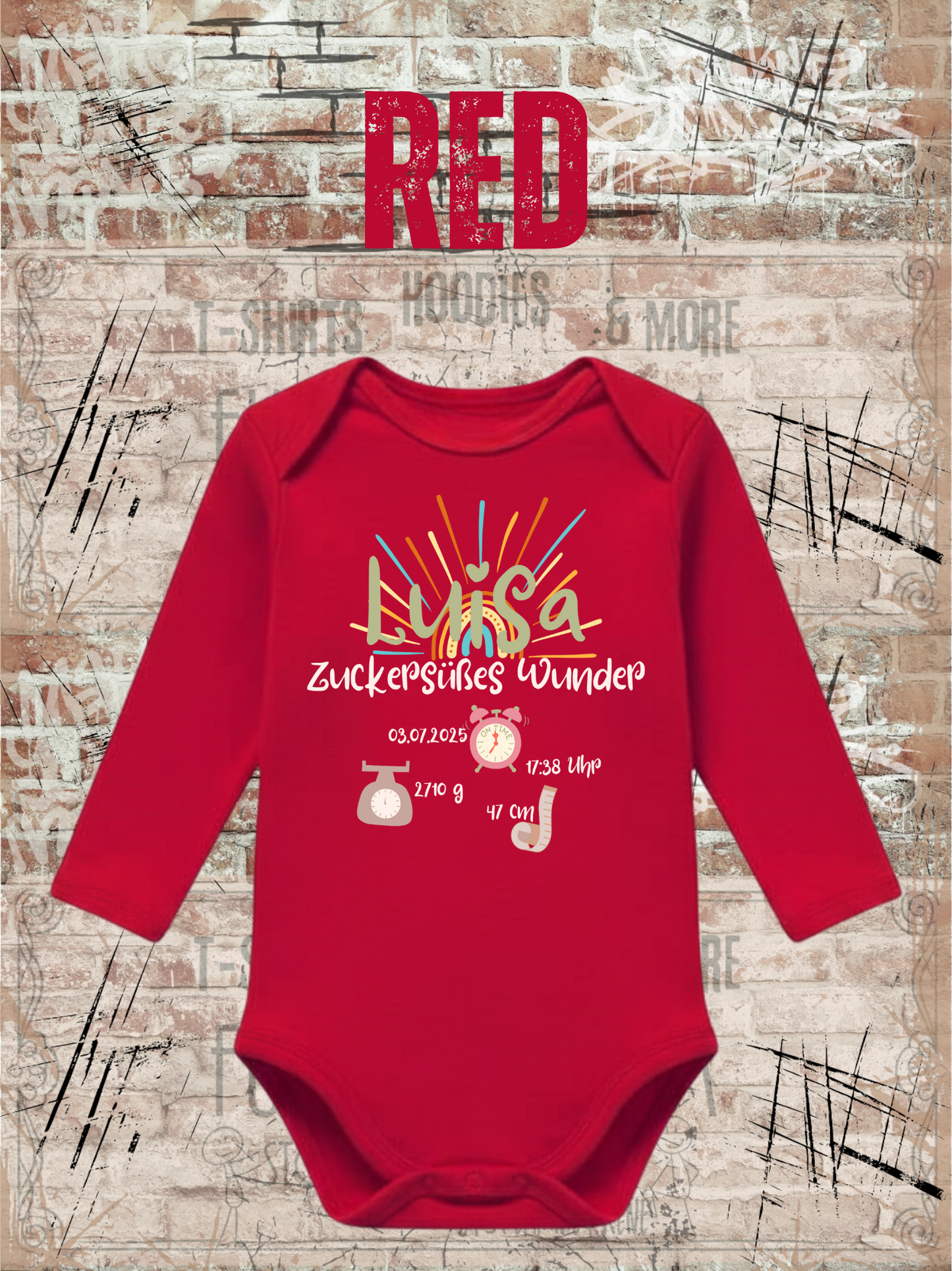 Baby Body Zuckersüßes Wunder personalisierbar mit Geburtsdatum Größe und Gewicht Baby Body Geschenkidee Newborn Baby Body