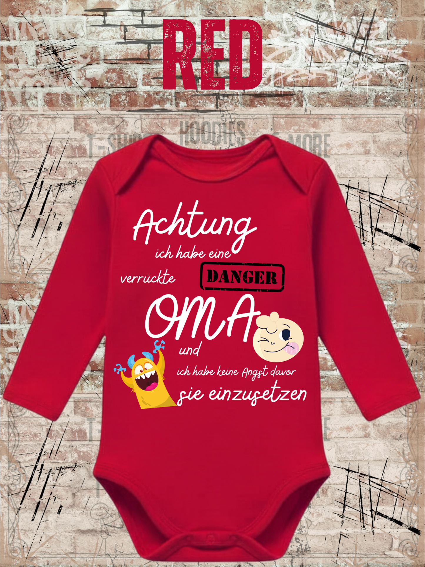 Baby Body 'Achtung verrückte Oma' - Lustiger Spruch | Geschenk Geburt & Geburtstag