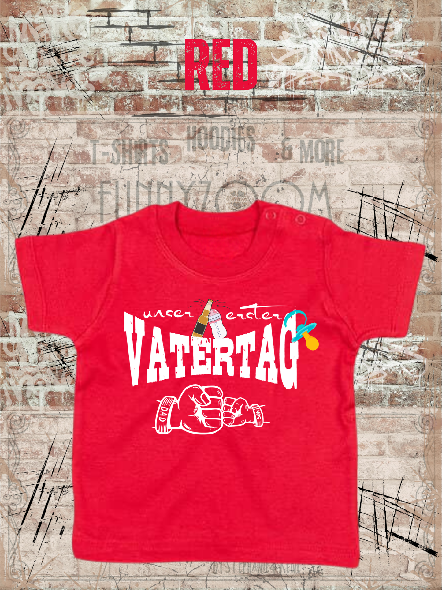Baby Jungen T-Shirt Unser erster Vatertag Süße Geschenkidee Papa Witziges Baby Shirt