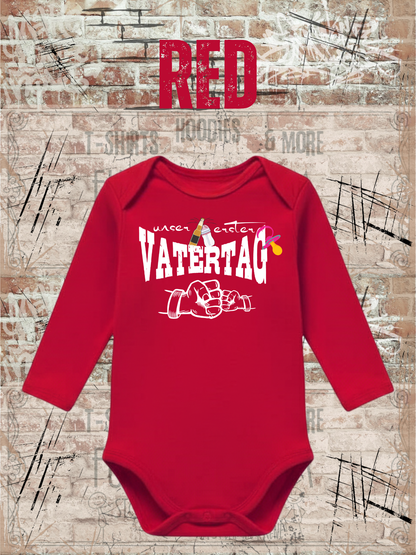 Mädchen Baby Body Unser erster Vatertag in Red.
