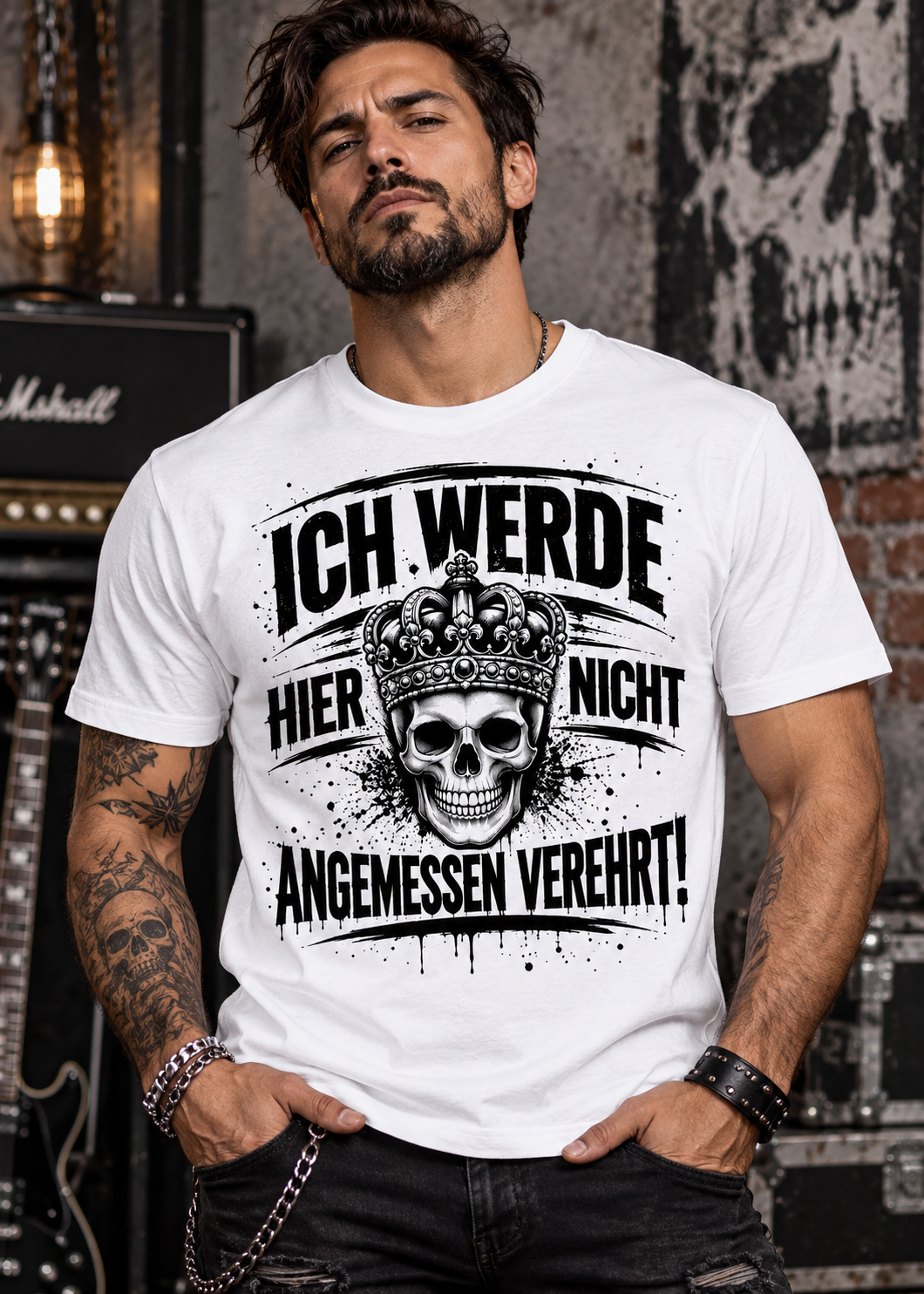 Ich werde hier nicht angemessen verehrt – Herren Skull T-Shirt | FunnyZoom