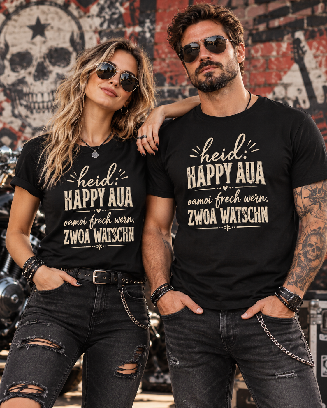 Heid: Happy Aua – Bayerisches Fun Shirt | Oamoi frech wern. Zwoa Watschn