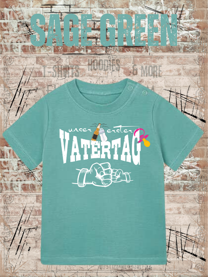 Baby Maedchen T-Shirt Unser erster Vatertag Suesse in Sage Green.