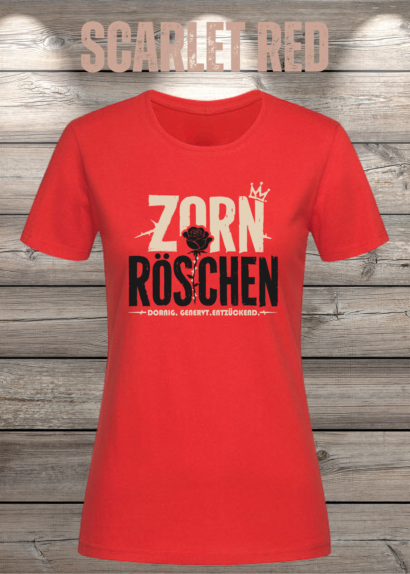 Zorn Röschen – Rockiges Damen T-Shirt mit Rose