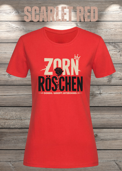 Zorn Röschen – Rockiges Damen T-Shirt mit Rose