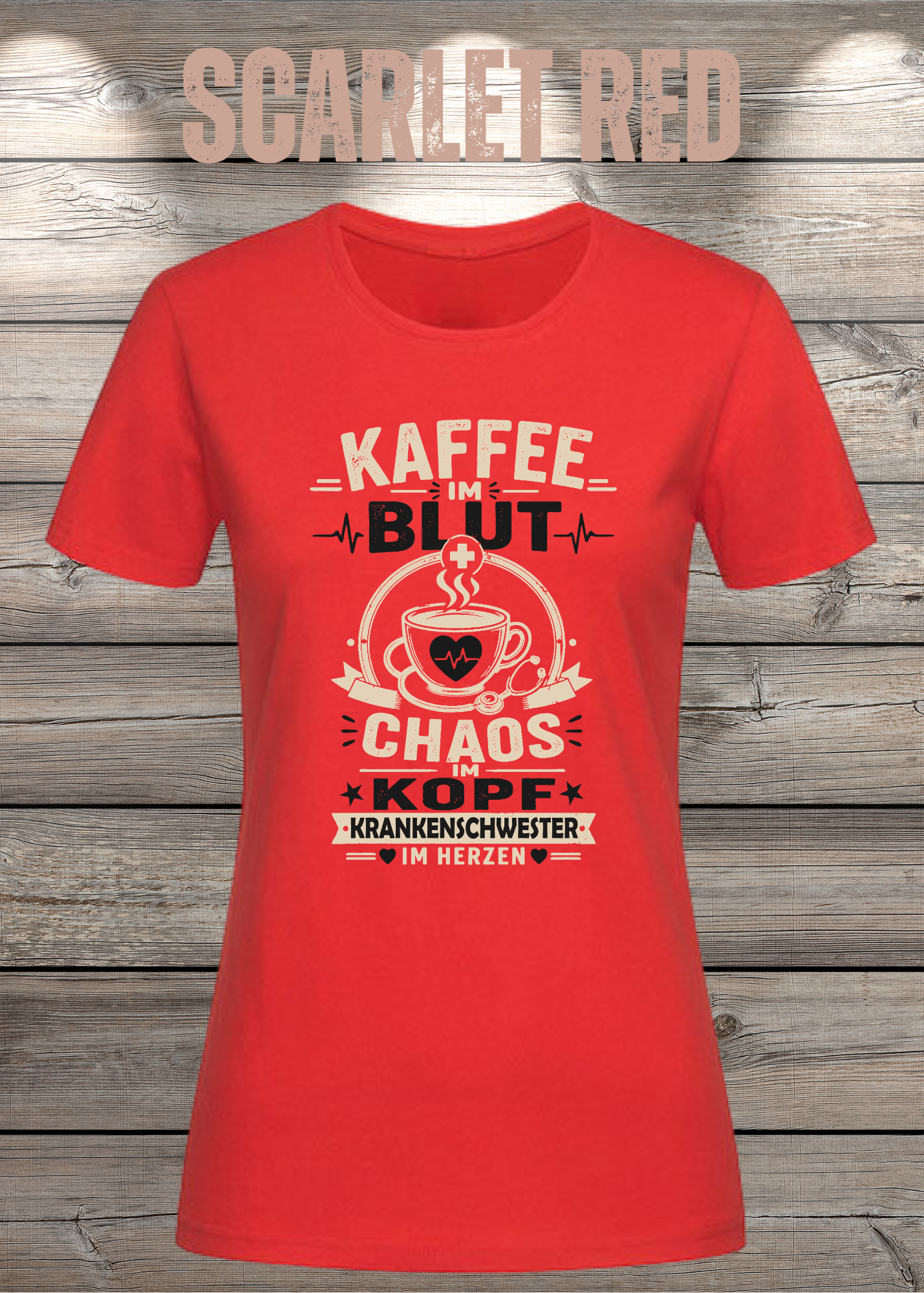 Krankenschwester T-Shirt – Kaffee im Blut, Chaos im Kopf