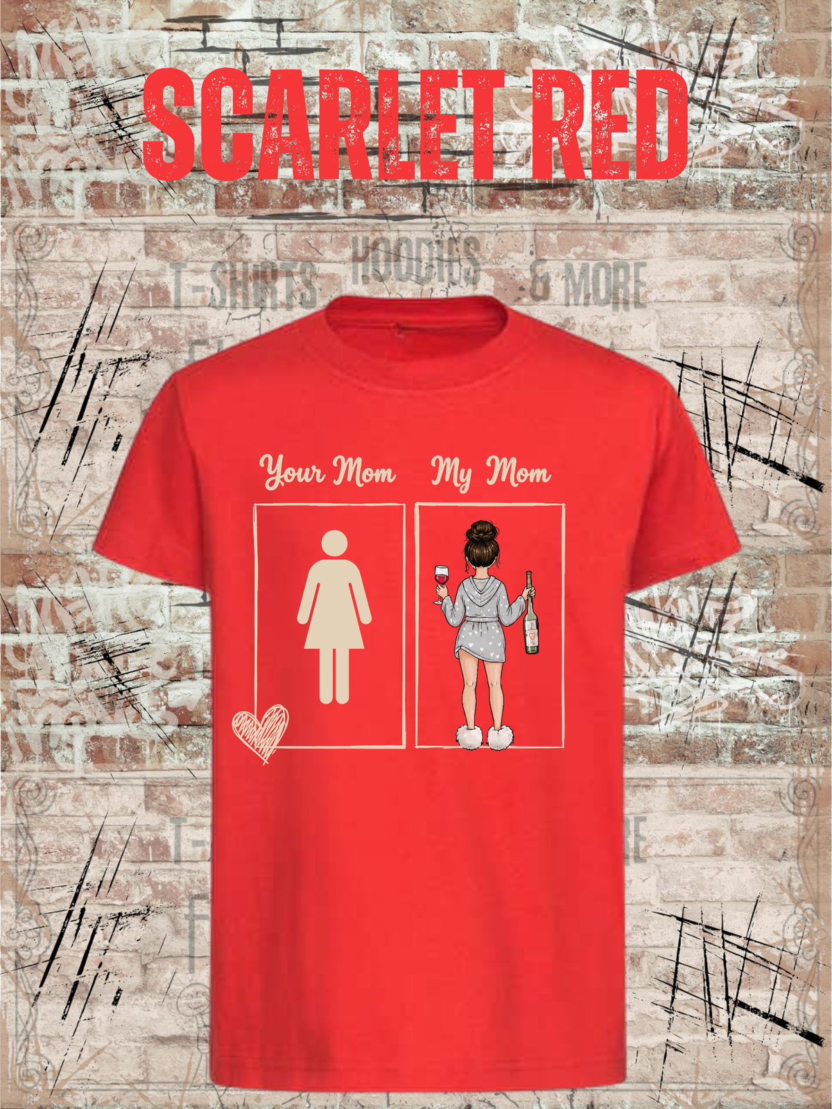 Kinder-T-Shirt „Your Mom My Mom“ in Scarlet Red.