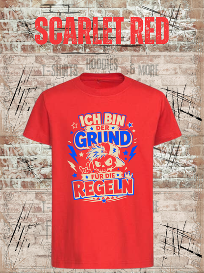 Ich bin der Grund für die Regeln – Jungen T-Shirt in Scarlet Red.