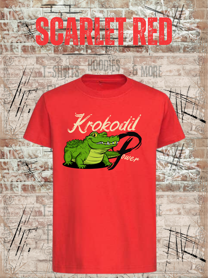 Krokodil Power – Kinder T-Shirt für Jungen & Mädchen in Scarlet Red.