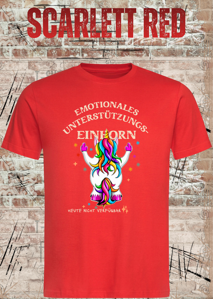 Emotionales Unterstützungs-Einhorn T-Shirt in Scarlet Red.