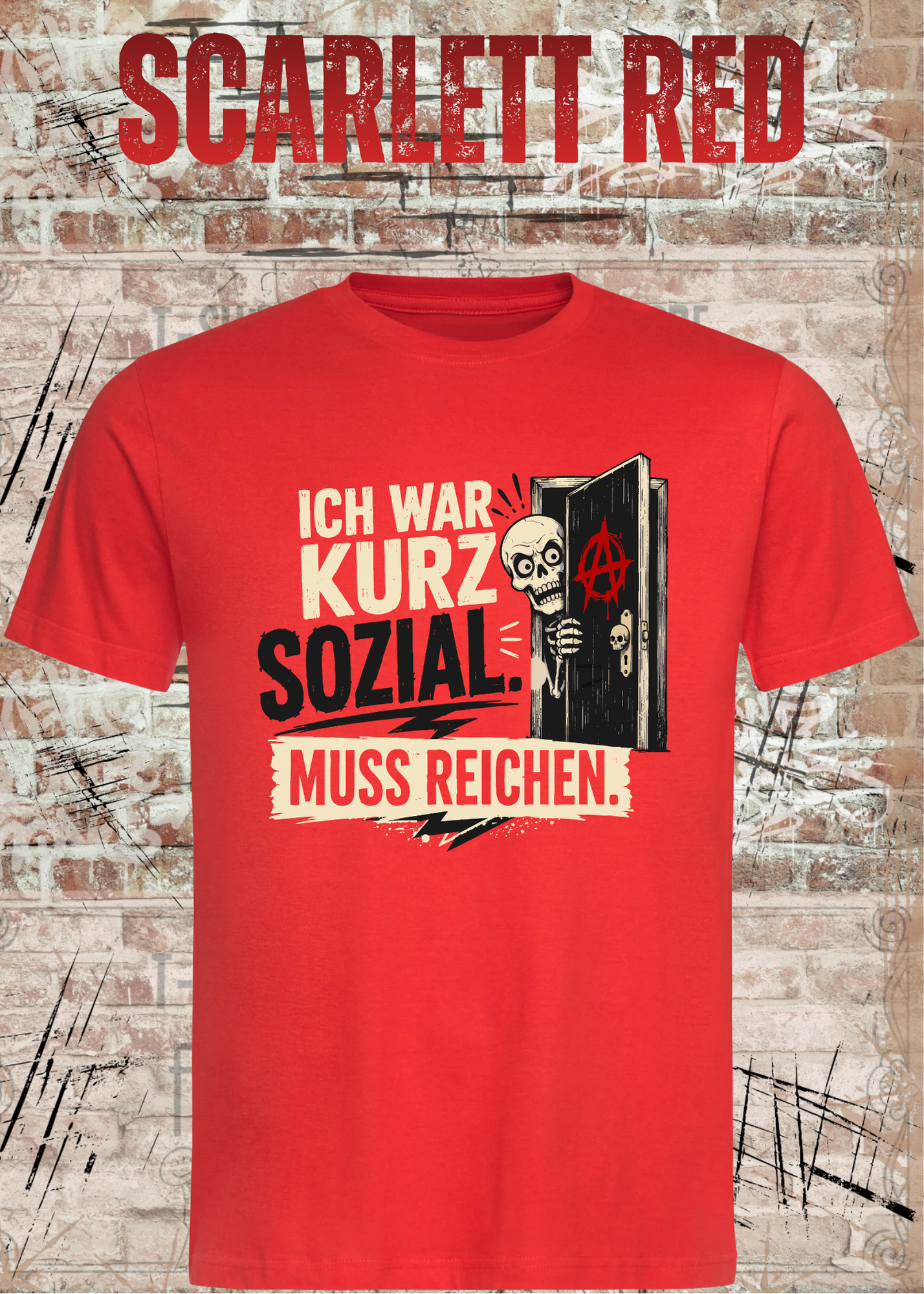 Ich war kurz sozial – Lustiges Skelett Unisex T-Shirt