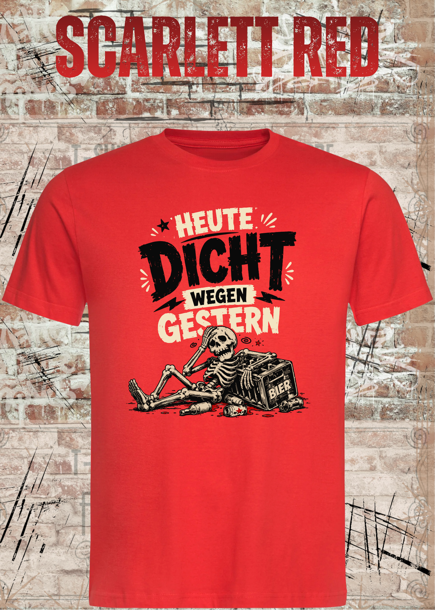 Heute dicht wegen gestern – Lustiges Party T-Shirt mit Skelett