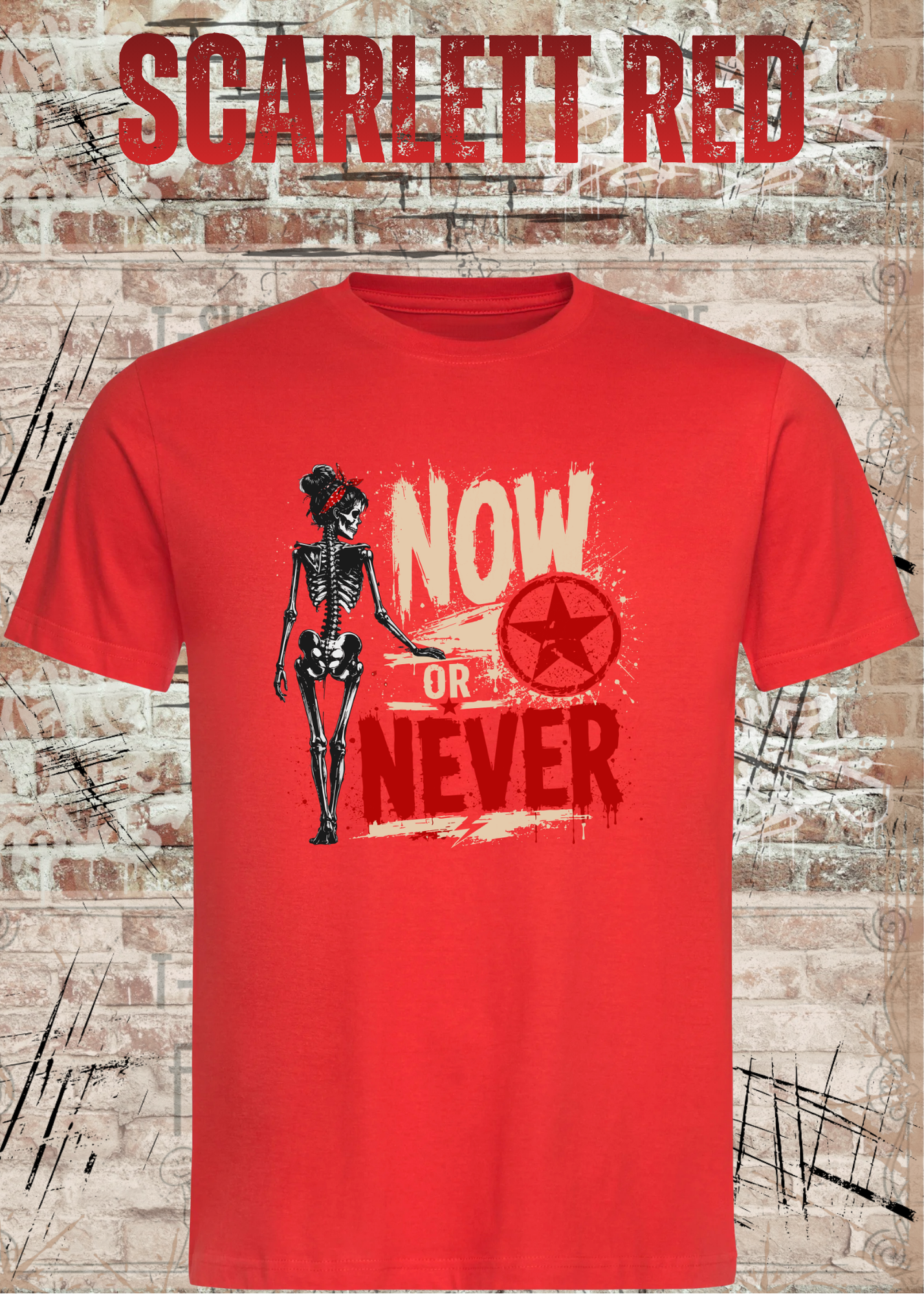 Now or Never Shirt – Rockiges Unisex T-Shirt mit Totenkopf & Vintage Grunge Design