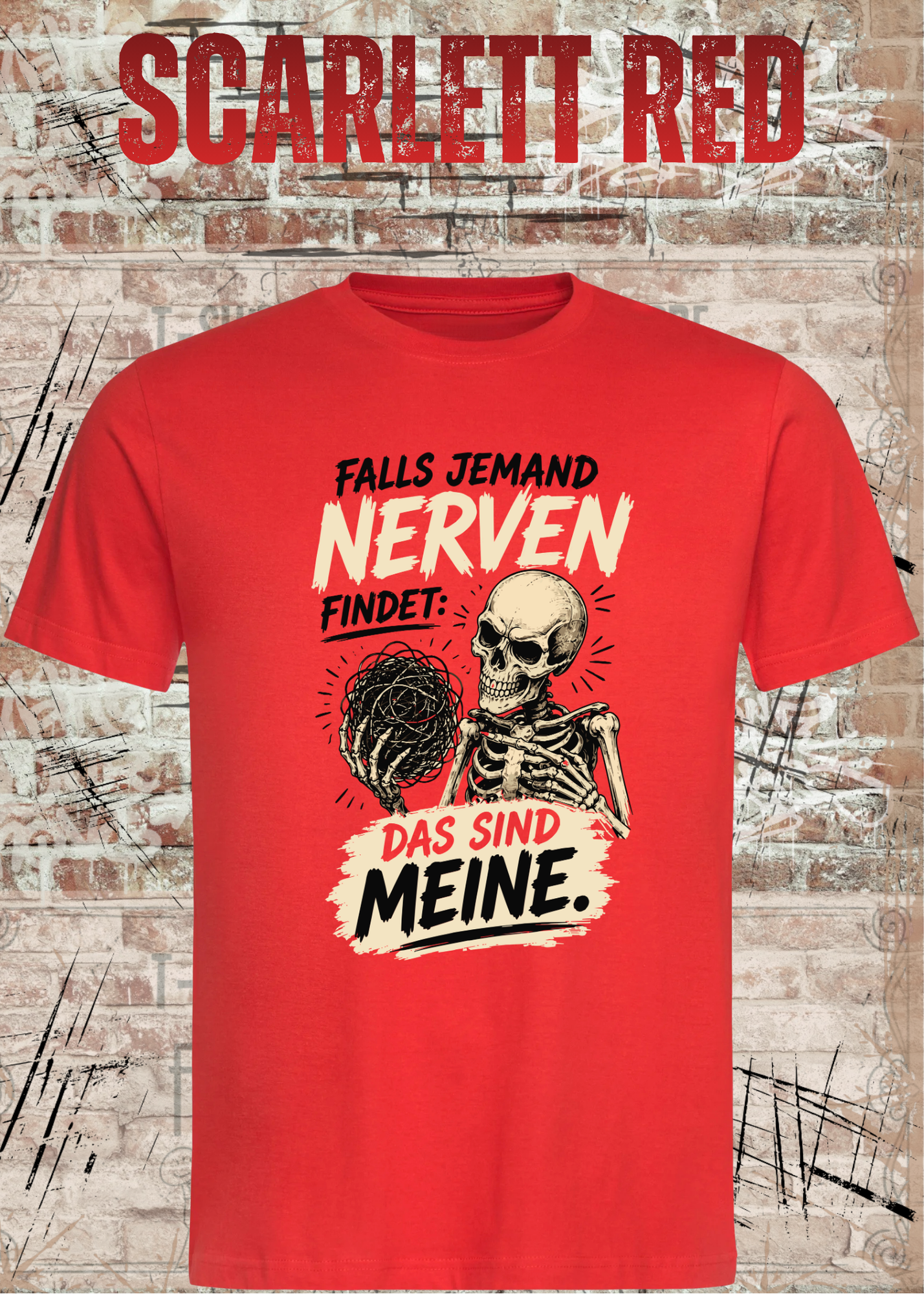 Falls jemand Nerven findet – Lustiges Skelett Unisex T-Shirt