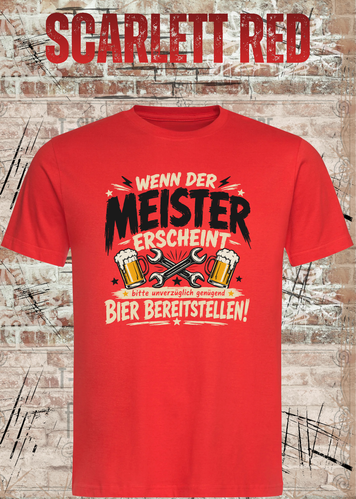 Wenn der Meister erscheint – Bier bereitstellen – Lustiges Unisex T-Shirt