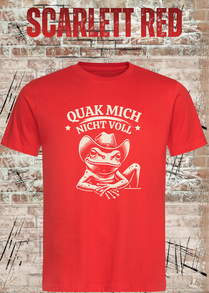 Unisex T-Shirt Scharlachrot mit Cowboy-Frosch und Spruch Quak mich nicht voll – FunnyZoom