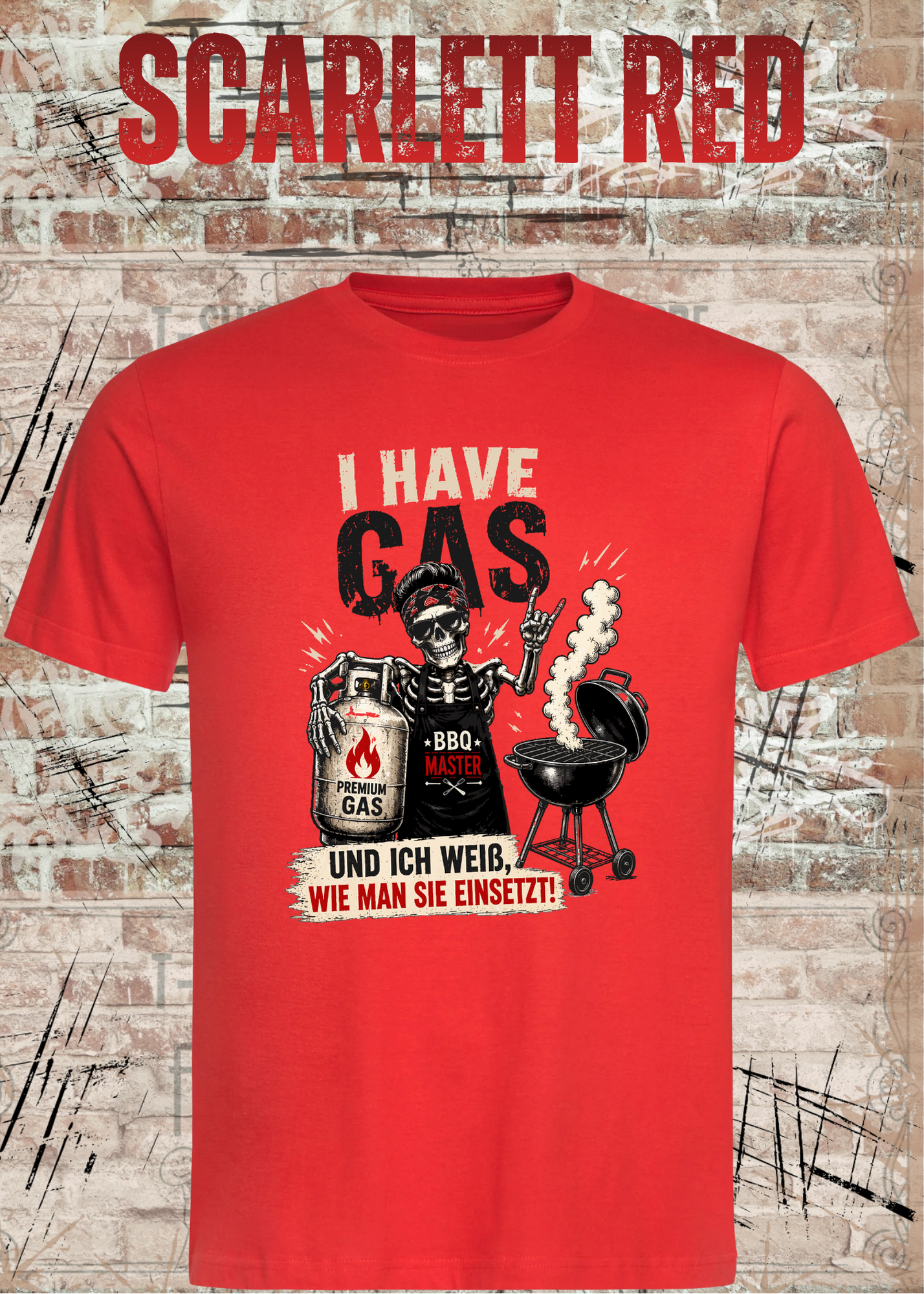 Grillmeister T-Shirt „I Have Gas“ – Skelett BBQ