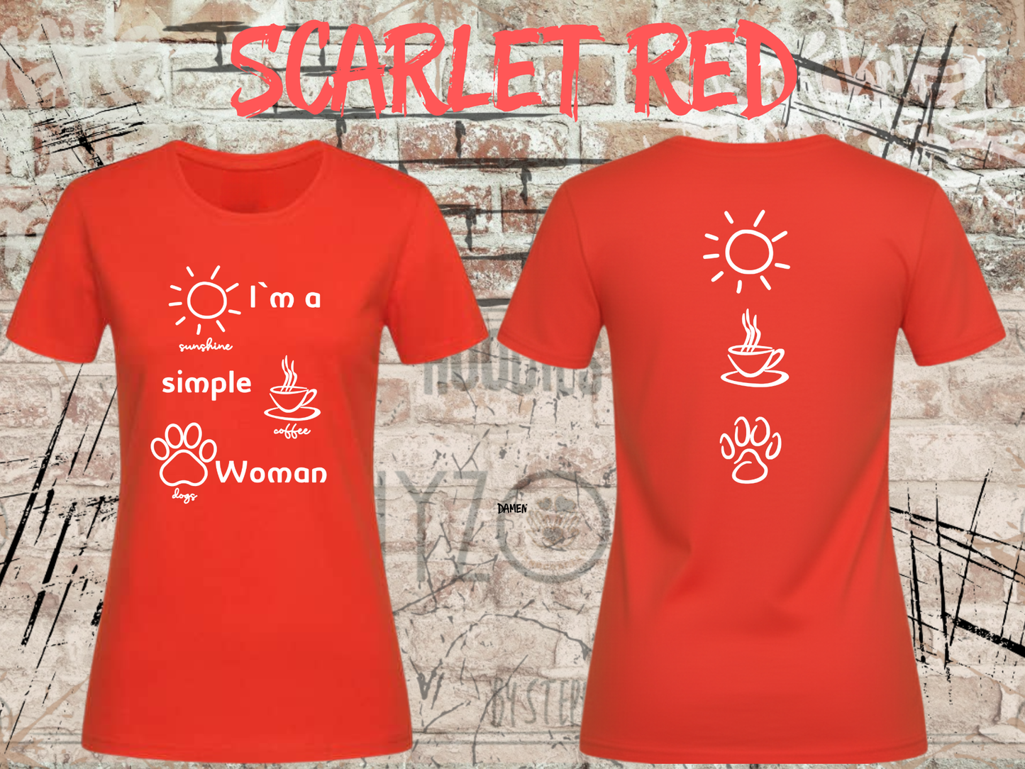 T-Shirt I'm a simple Woman Sunshine Coffee and Dogs Lustige Sprüche Geschenkidee Freizeit viele Farben