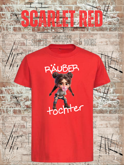 Kinder-T-Shirt „Räuber Tochter“ in Scarlet Red.