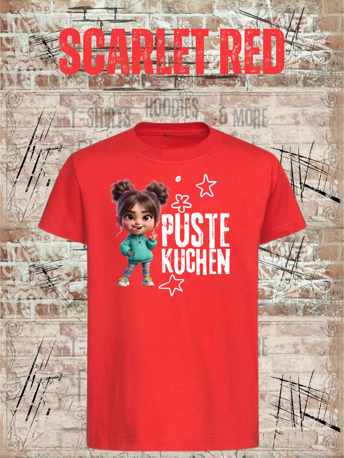 Kinder-T-Shirt „Pustekuchen!“ in Scarlet Red.