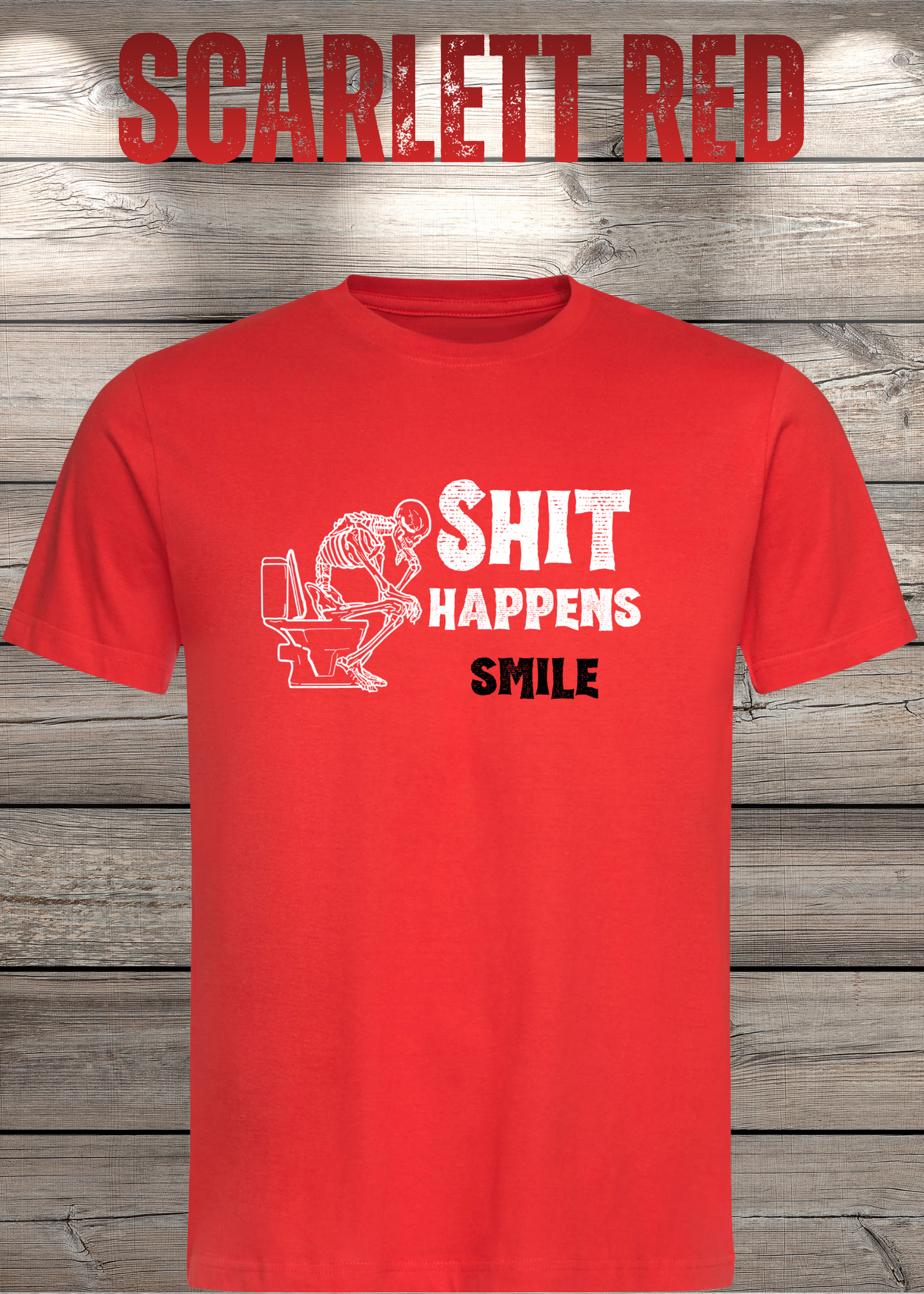 T-Shirt 'Shit happens smile' - Skelett Design - Witziges Spruch T-Shirt Unisex - Geschenkidee