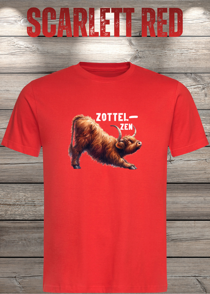 Unisex-T-Shirt „Zottel-Zen“ in Scarlet Red.