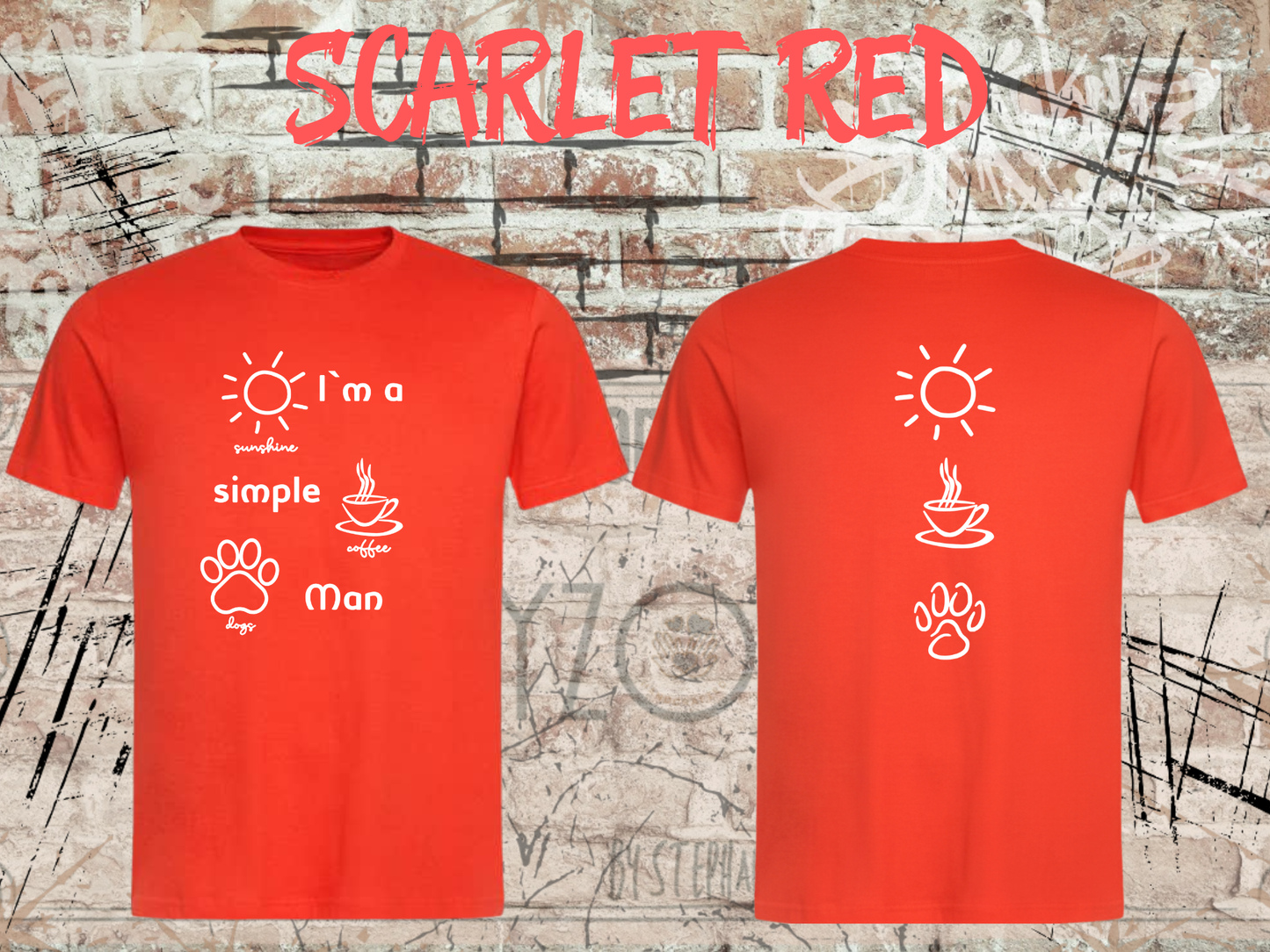 Herren T-Shirt I'm a simple Man Kaffee Sonnenschein Hunde Witziges Statement Shirt Lustiges Geschenk