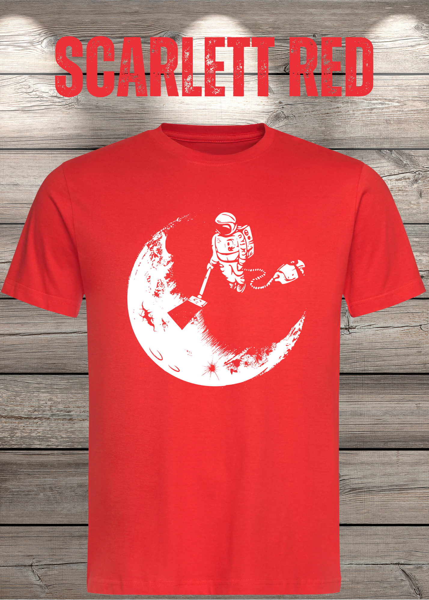 T-Shirt Mond mit Astronaut der Mond mit Staubsauger Staub saugt Personalisierbar Witziges T-Shirt Geschenkidee Lustiges Unisex T-Shirt