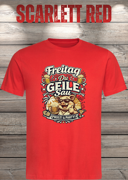 Freitag T-Shirt -Lustiger Spruch für Wochenende & Party / Wochenende in Scarlet Red.