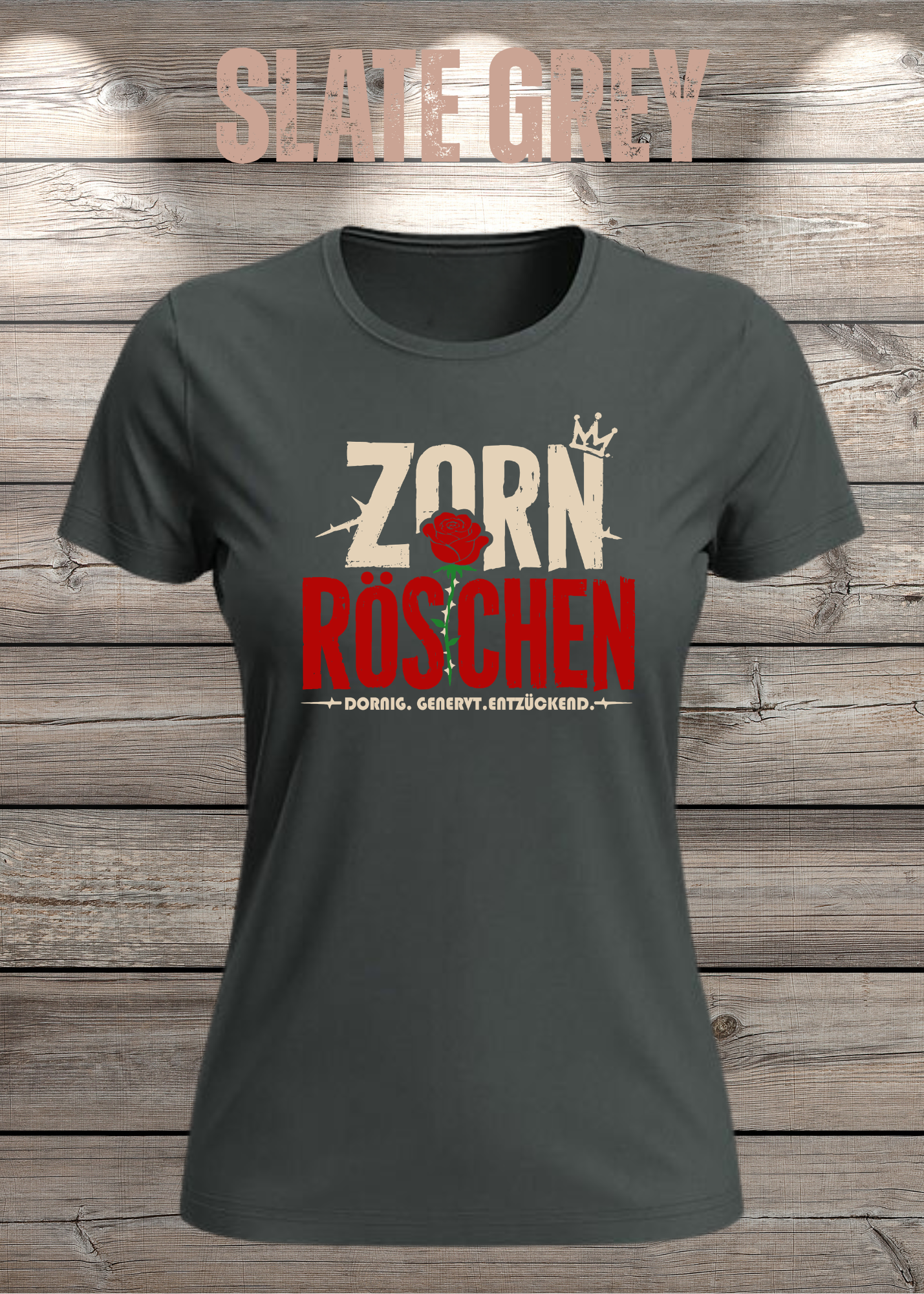 Zorn Röschen – Rockiges Damen T-Shirt mit Rose