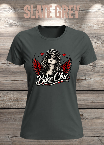 Bike Chic – Damen Biker T-Shirt | Rockiges Motorrad Shirt