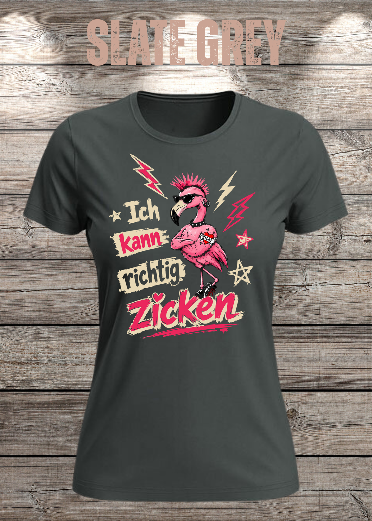 Ich kann richtig zicken – Freches Damen T-Shirt mit Flamingo