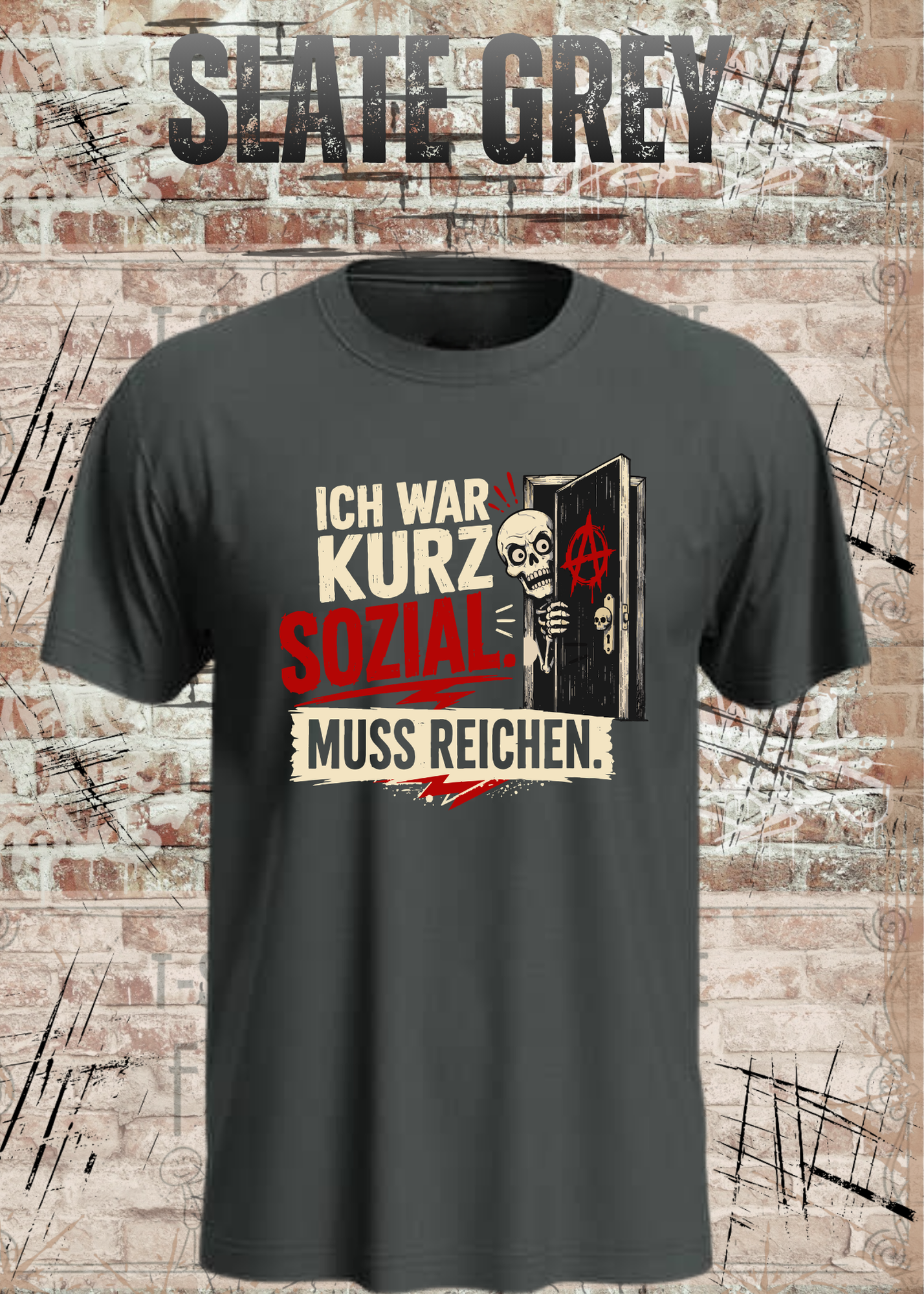 Ich war kurz sozial – Lustiges Skelett Unisex T-Shirt