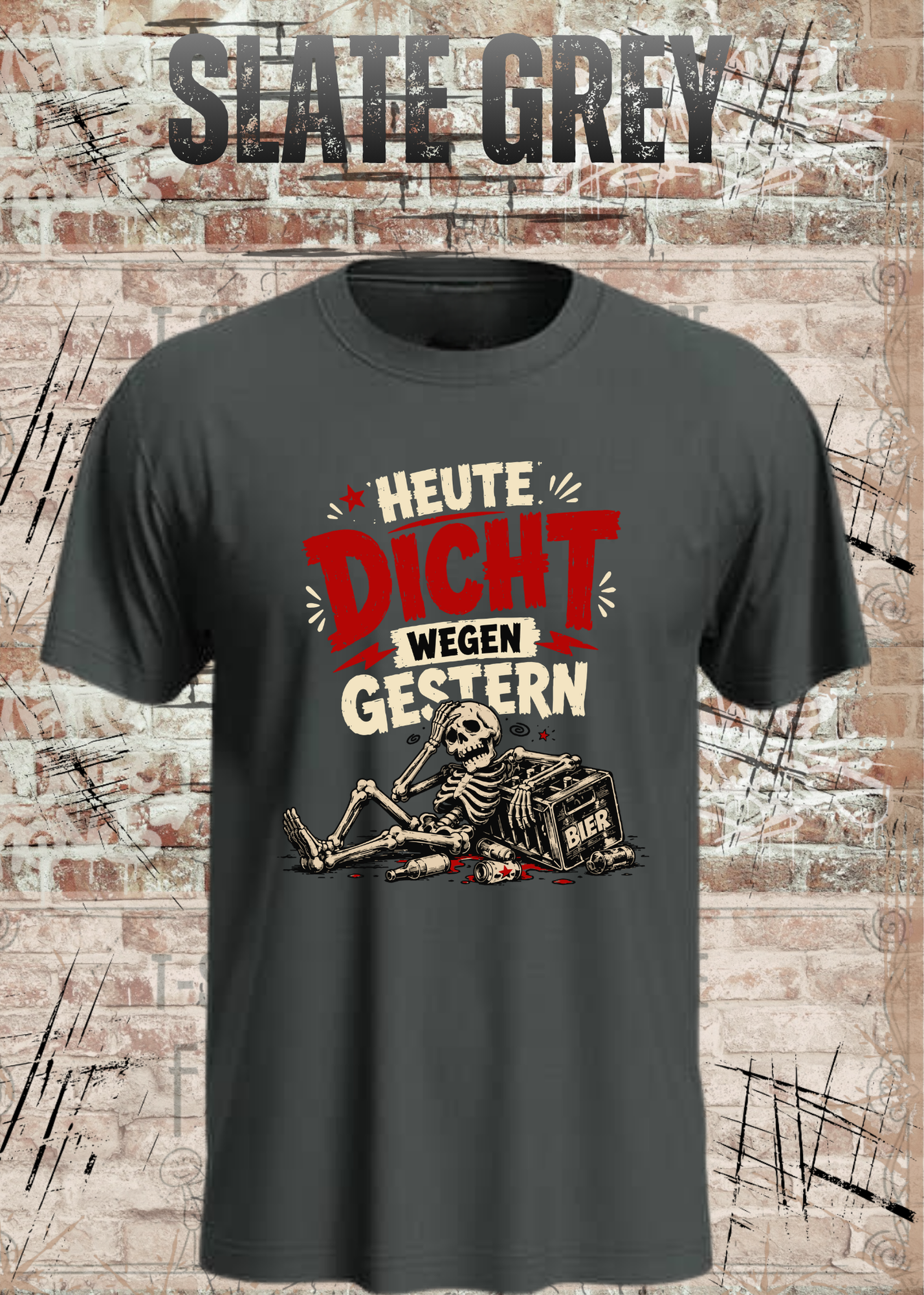 Heute dicht wegen gestern – Lustiges Party T-Shirt mit Skelett