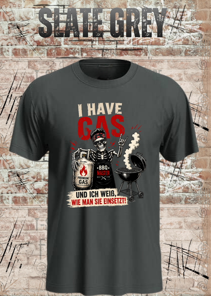 Grillmeister T-Shirt „I Have Gas“ – Skelett BBQ