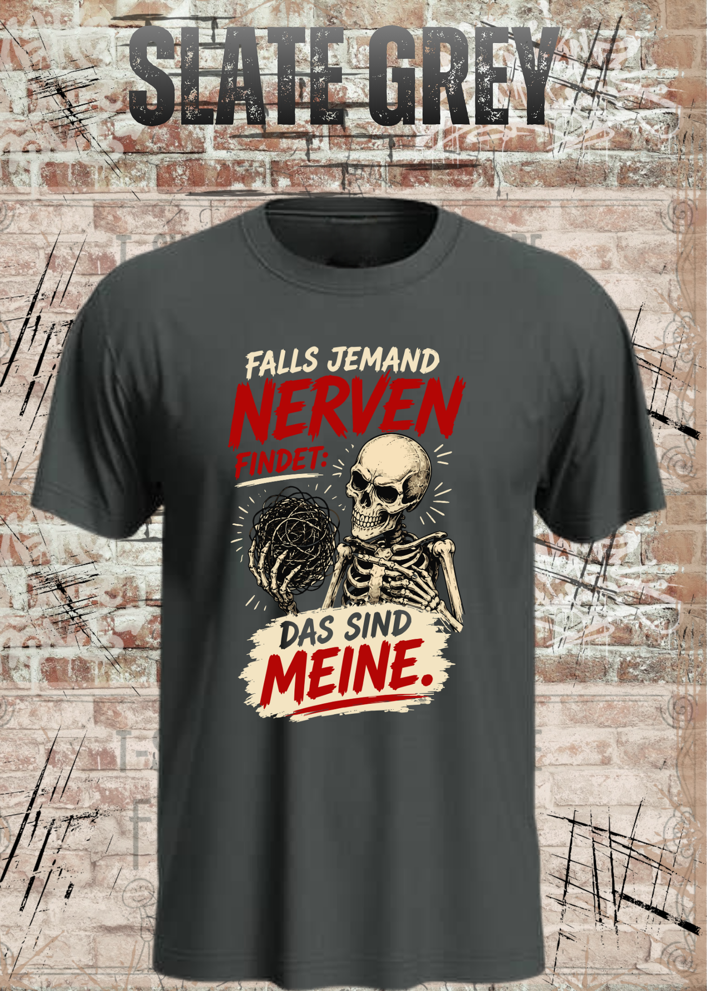 Falls jemand Nerven findet – Lustiges Skelett Unisex T-Shirt