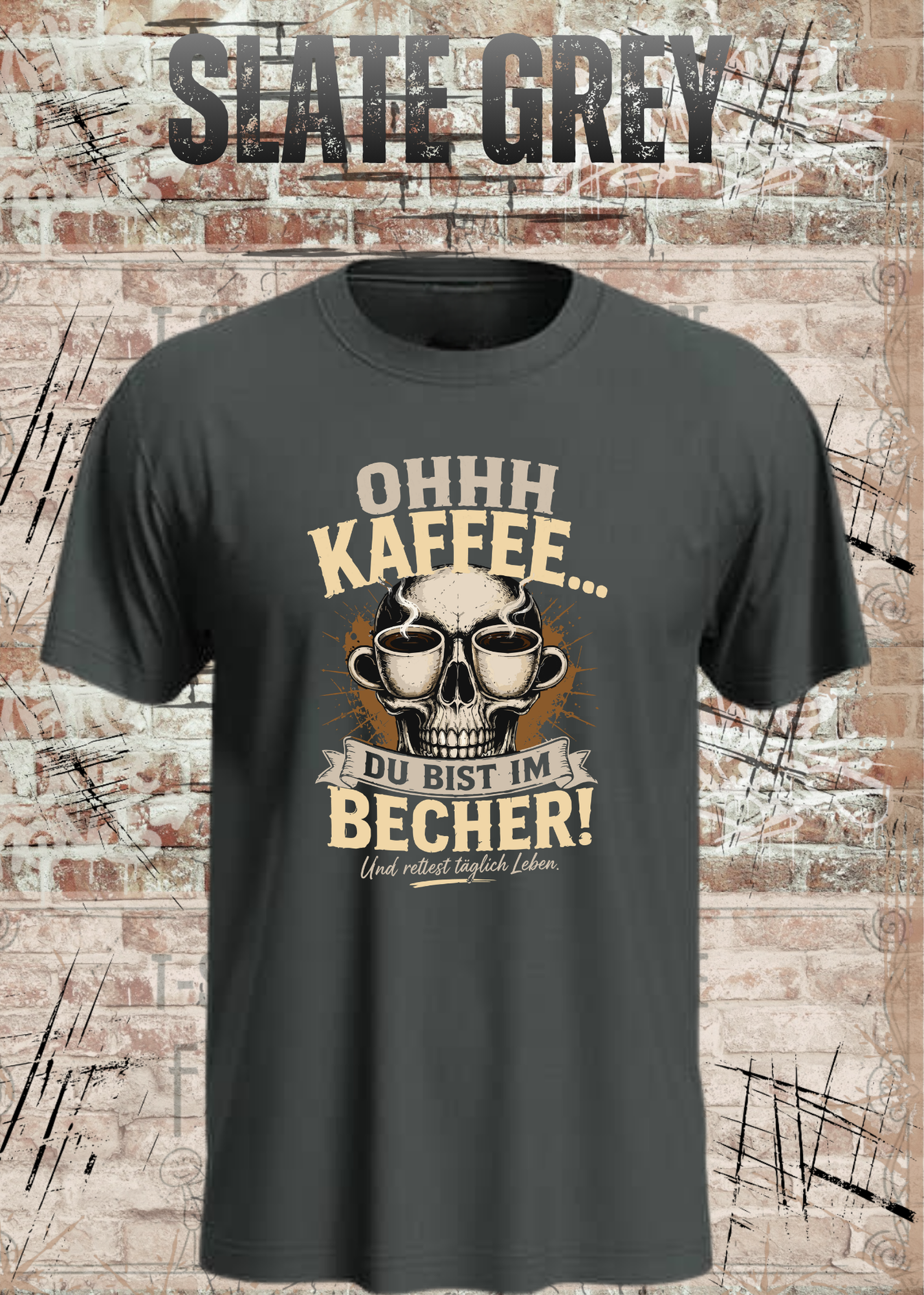 Ohhh Kaffee T-Shirt – Lustiges Kaffee Shirt mit Totenkopf für Kaffeeliebhaber