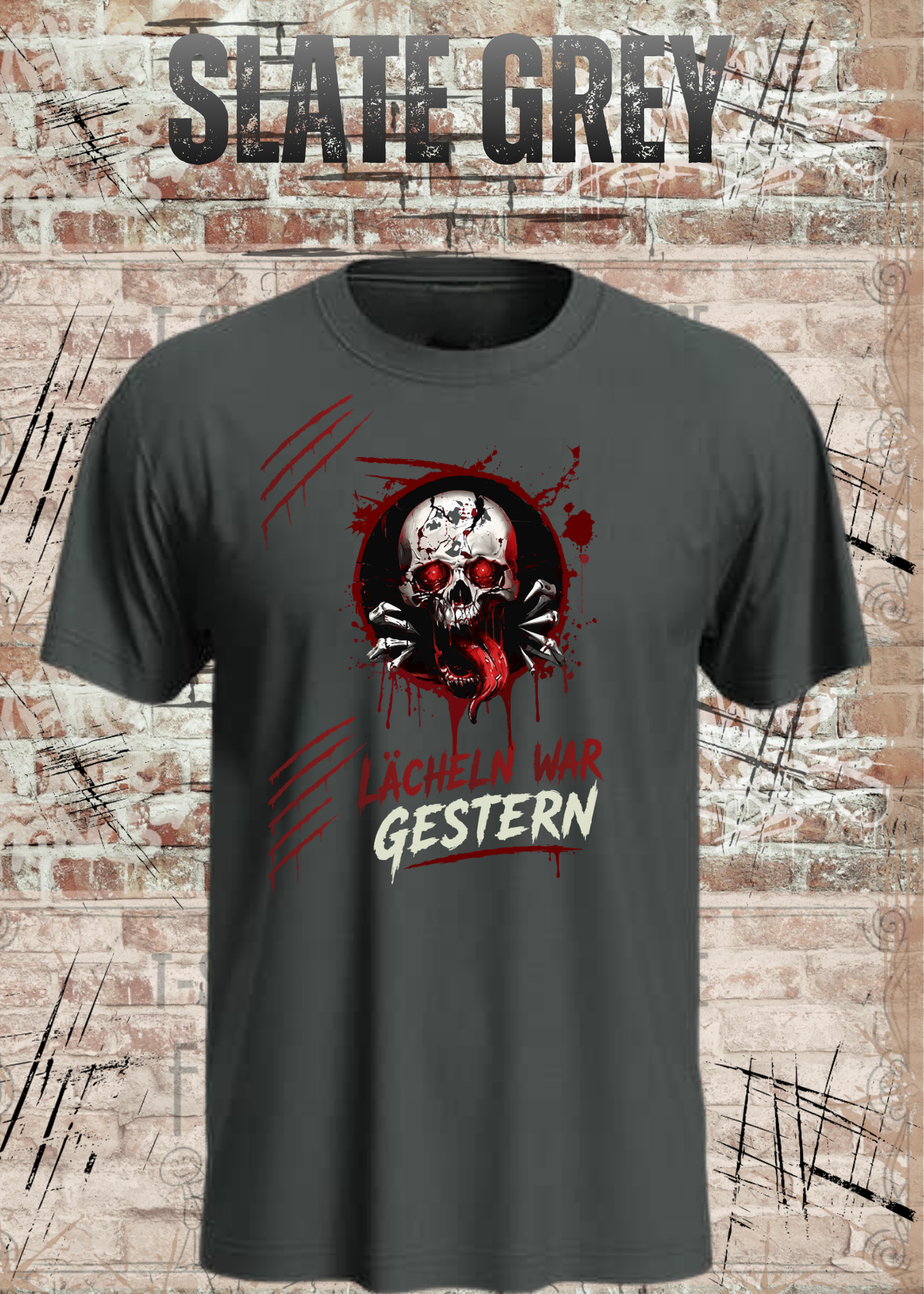 Rock & Metal T-Shirt "Lächeln war gestern" | Totenkopf Horror Shirt | Gothic Unisex