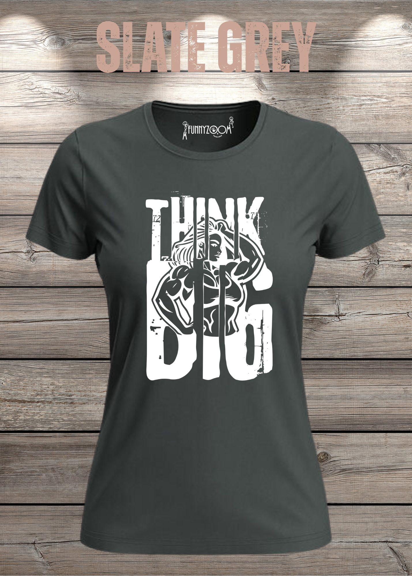Damen T-Shirt Think Big Motivations-Shirt mit Spruch | Bodybuilder Geschenkidee