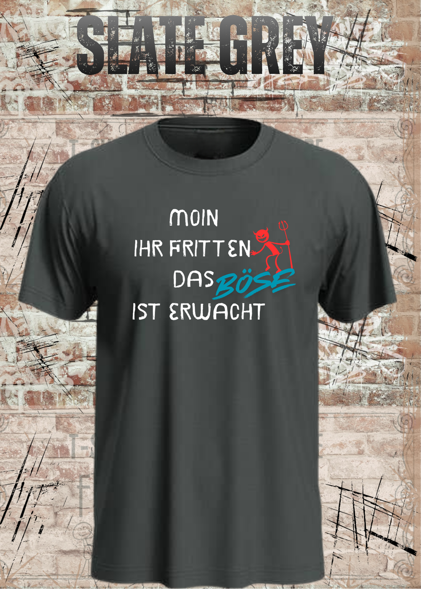 Moin Ihr Fritten das Böse ist erwacht T-Shirt – Lustiger Morgenmuffel Spruch Unisex