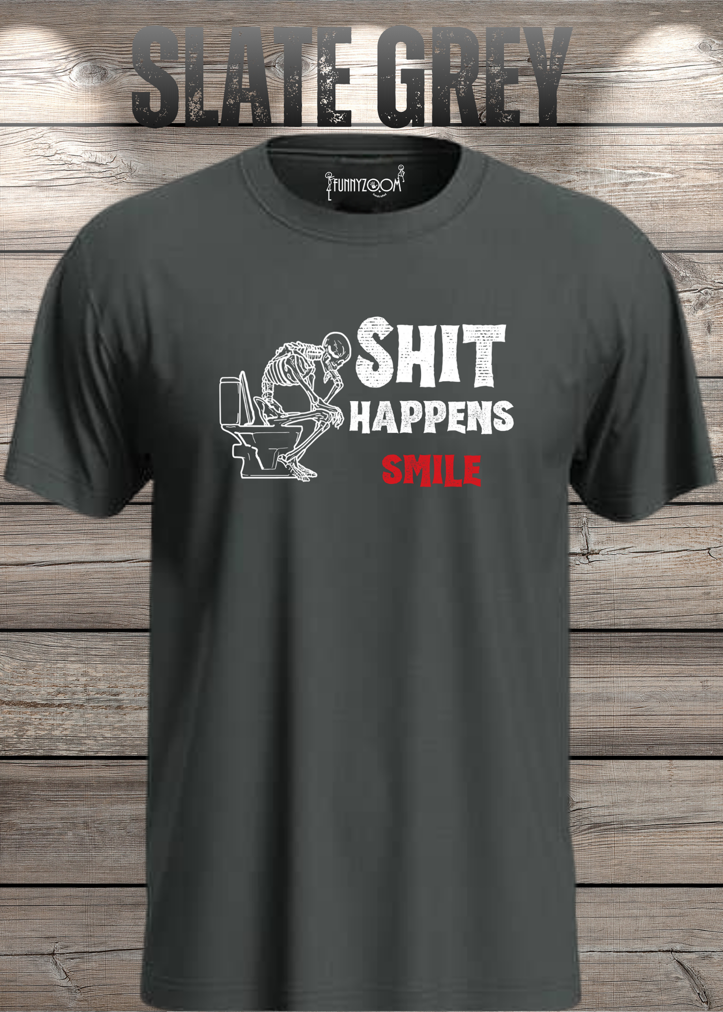 T-Shirt 'Shit happens smile' - Skelett Design - Witziges Spruch T-Shirt Unisex - Geschenkidee