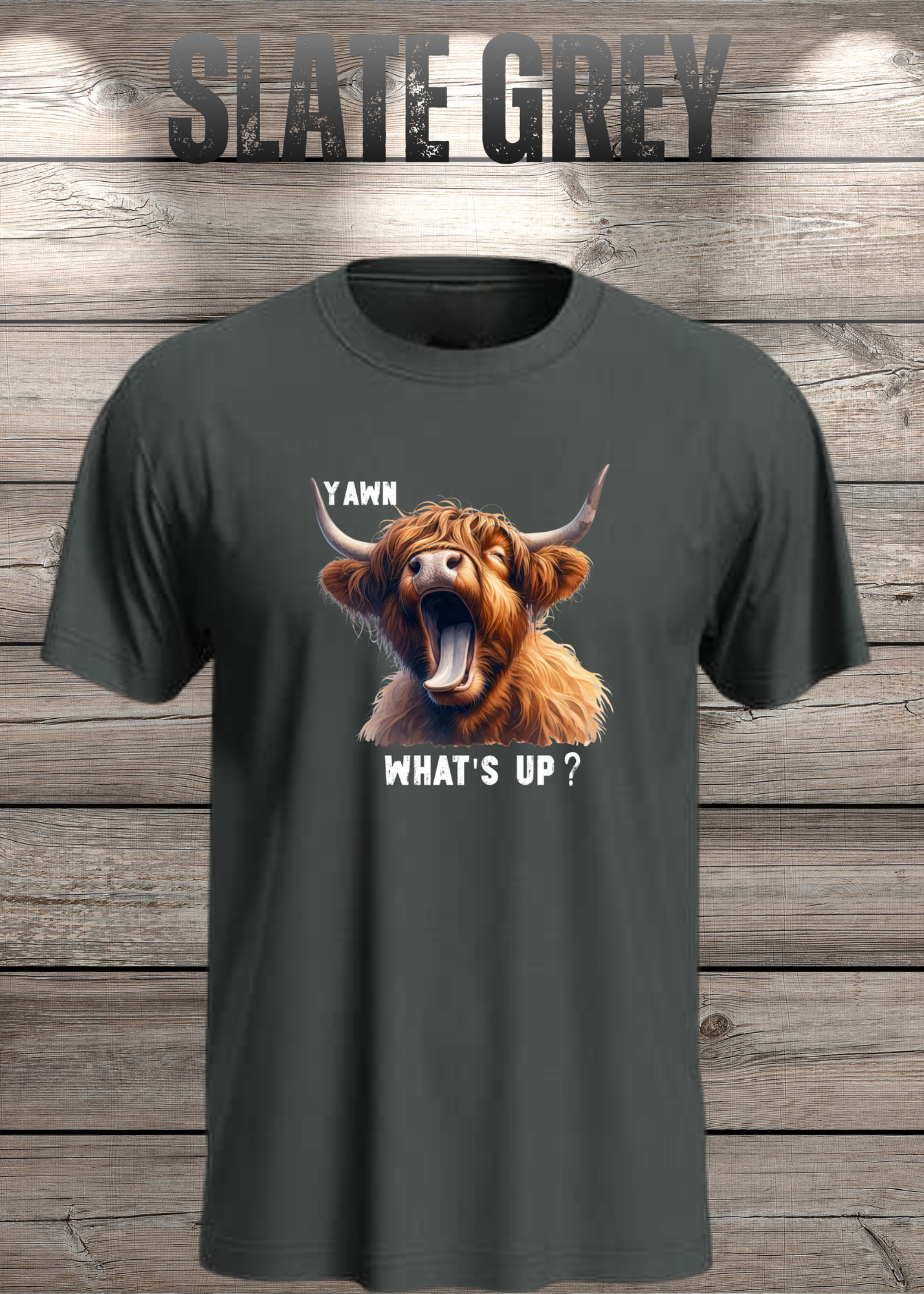 Highland Kuh T-Shirt Yawn, what's up? - Für Professionelle Faulpelze